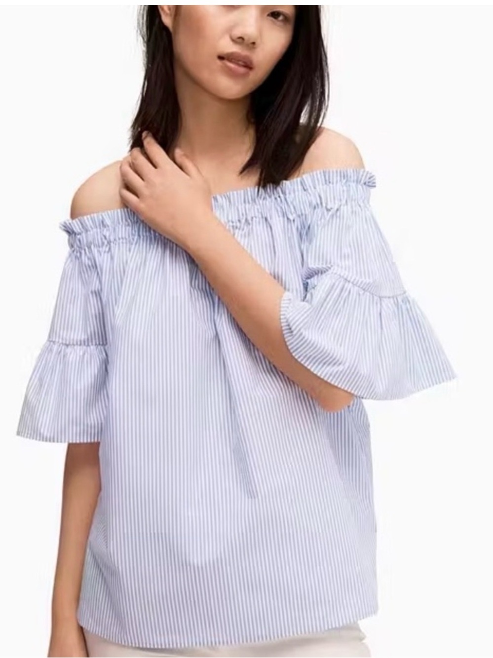 Kate Spade Off-Shoulder Blue Stripe Women's Top